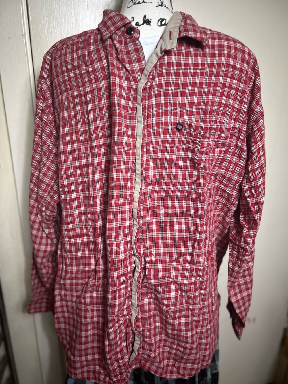 Ralph Lauren Polo Jeans Co Red Plaid Men's Button-Up Size XL